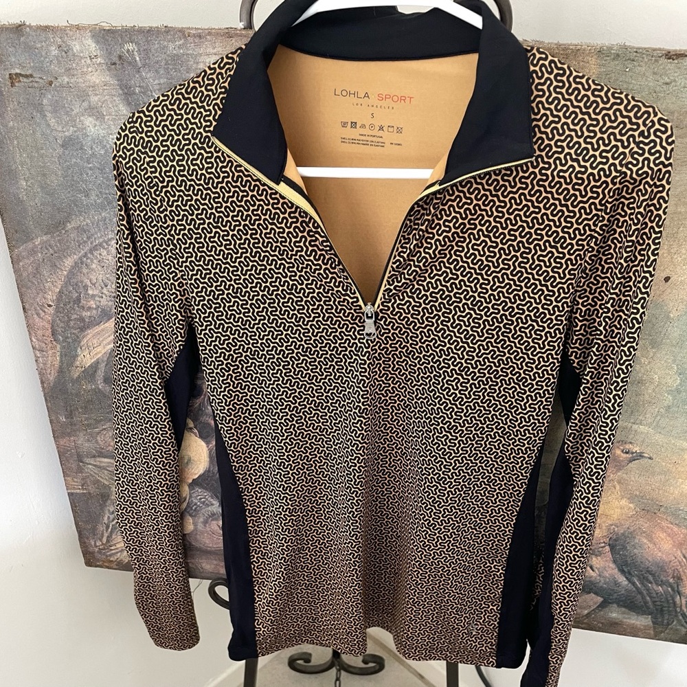 Lohla Sport Black and Tan Patterned Zip-Up
